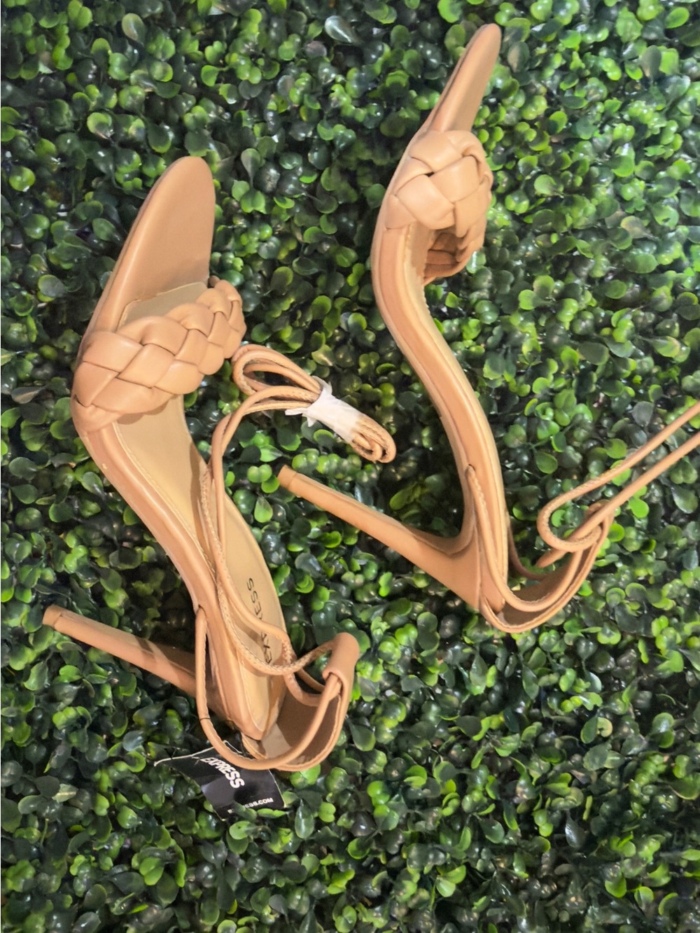 Express Women’s Tan Braided Strap High Heel Sandals